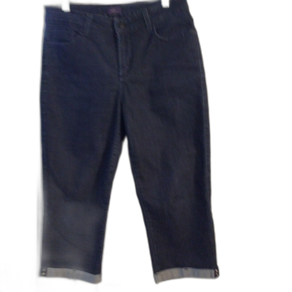 NYDJ Crop Dark Blue Jeans Lift Tuck Tech Size 10 Cuffed